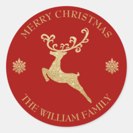 オリジナル グリッター ゴールド ジンジャー プレゼントに楽しいクリスマス ラウンドシール
