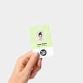 オリジナル グリーン 従業員 写真, バーコード, ロゴ, 名前 バッジ (手持ち)