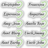 オリジナル ゲストリスト 10名 呼び文字 ハーフハート シール (正面)