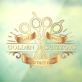 オリジナル ゴールド バーバー ヘア サロン フロント ウィンドウサイン (シート3)