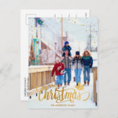 オリジナル ゴールド メリークリスマス フォト ポストカード (正面/裏面)