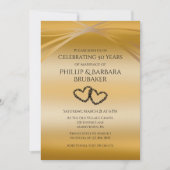 オリジナル ゴールド 50周年記念 ハート型アーチ 招待状 (正面)
