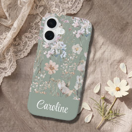 オリジナル サージブラウンフローラル  iPhone 16ケース
