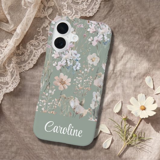 オリジナル サージブラウンフローラル  iPhone 16ケース