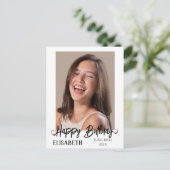 オリジナル シンプルな誕生日 おしゃれで楽しい写真 ポストカード (スタンド正面)