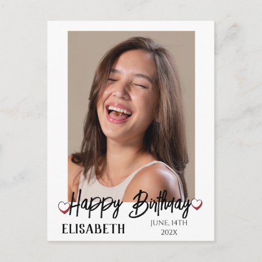 オリジナル シンプルな誕生日 おしゃれで楽しい写真 ポストカード (正面)