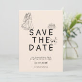 オリジナル シンプル ウェディング イラスト - 花嫁と花婿 セーブザデート (スタンド正面)