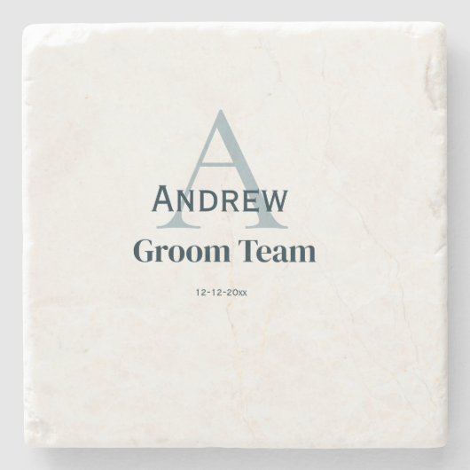 オリジナル シンプル モノグラム 新郎 チーム groom仲間 ストーンコースター (正面)