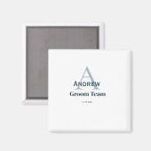 オリジナル シンプル モノグラム 新郎 チーム groom メンバー マグネット (正面/裏面)