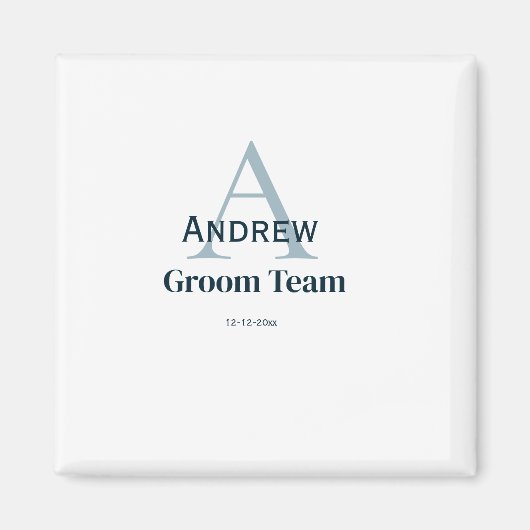 オリジナル シンプル モノグラム 新郎 チーム groom メンバー マグネット (正面)