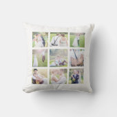オリジナル シンプル 白 四角 フォト コラージュ クッション (正面)