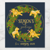 オリジナル シーズンズ グリーティング クリスマス リース ワインラベル (シングルラベル)