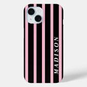 オリジナル ストライプ ブラック ピンク Case-Mate iPhoneケース (裏面)