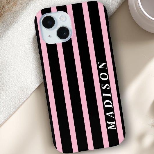 オリジナル ストライプ ブラック ピンク Case-Mate iPhoneケース