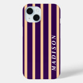 オリジナル ストライプ ベージュ ダークパープル Case-Mate iPhoneケース (裏面)