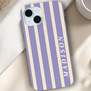 オリジナル ストライプ ベージュ パープル iPhone 15ケース