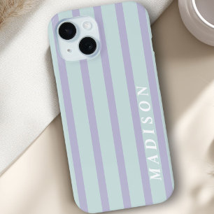 オリジナル ストライプ ラベンダー ミント iPhone 15ケース
