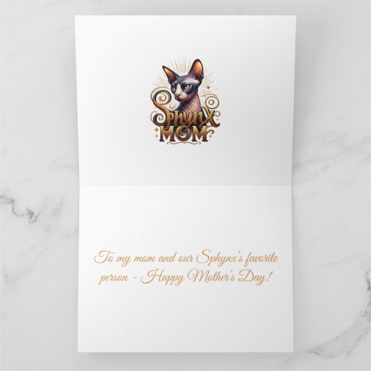 オリジナル スフィンクス猫 ママ ハッピー マザーズデー カード (内部)