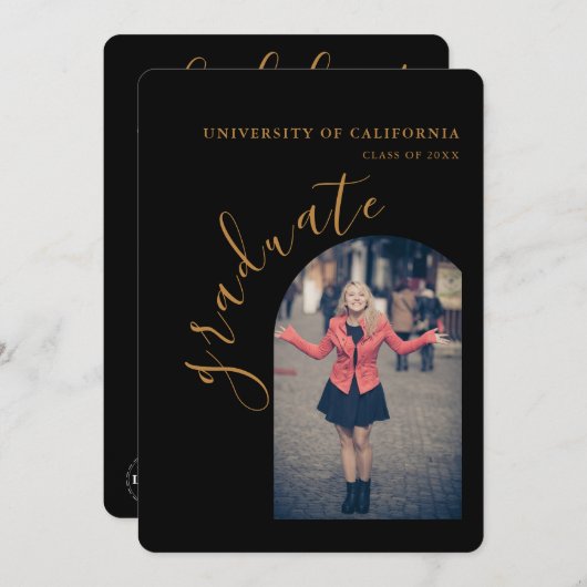 オリジナル タイポグラフィー 卒業パーティー 招待状カード 招待状 (正面/裏面)