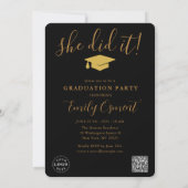 オリジナル タイポグラフィー 卒業パーティー 招待状カード 招待状 (裏面)