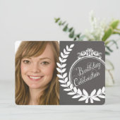 オリジナル チャコール リネン フェアリー フォト バースデー インビテ 招待状 (スタンド正面)