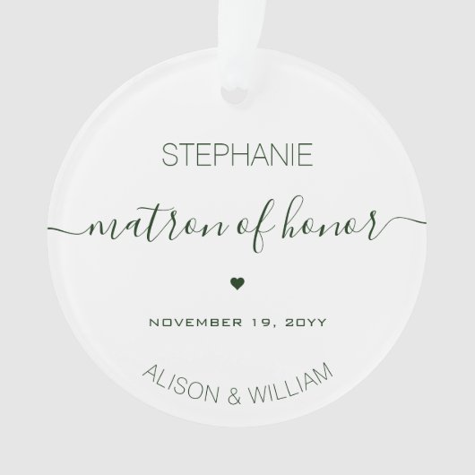 オリジナル ティールグリーンの文章の伴う花嫁の介添え人 オーナメント (正面)