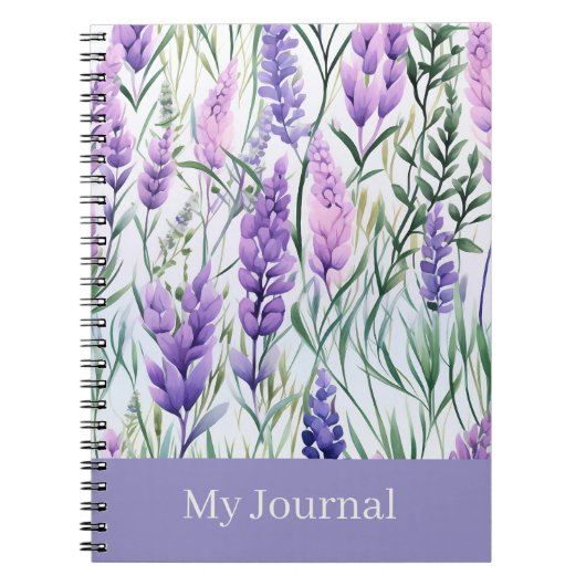オリジナル テキスト パープル フローラル ジャーナル (正面)