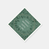 オリジナル テキスト ユーカリ フレーム ナプキン – 緑 スタンダードカクテルナプキン (角)