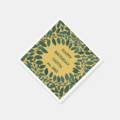 オリジナル テキスト ユーカリ フレーム - マスタードイエロー スタンダードカクテルナプキン (角)