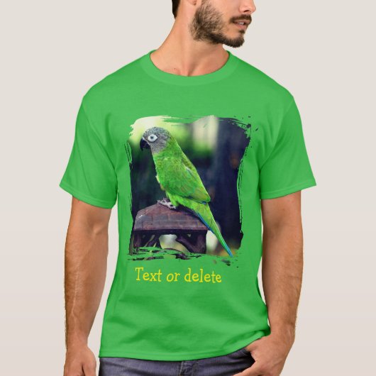 オリジナル デザインの Dusky Headed Conure 鳥のプリント Tシャツ (正面)