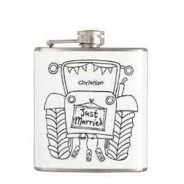 オリジナル トラクター カントリー ウェディング ギフト フラスク
