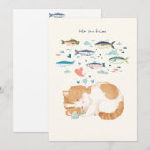 【オリジナル】ネコの一日 - あなたの（魚）ドリームを追え サンキューカード (正面/裏面)