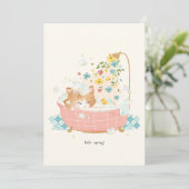 [オリジナル] ネコの1日 - 春の花のバブルバス サンキューカード (スタンド正面)