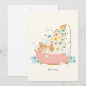 [オリジナル] ネコの1日 - 春の花のバブルバス サンキューカード (正面/裏面)