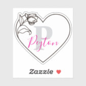 オリジナル ネーム ロマンチック チューリップ ハート シール (シート)