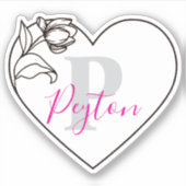 オリジナル ネーム ロマンチック チューリップ ハート シール (正面)