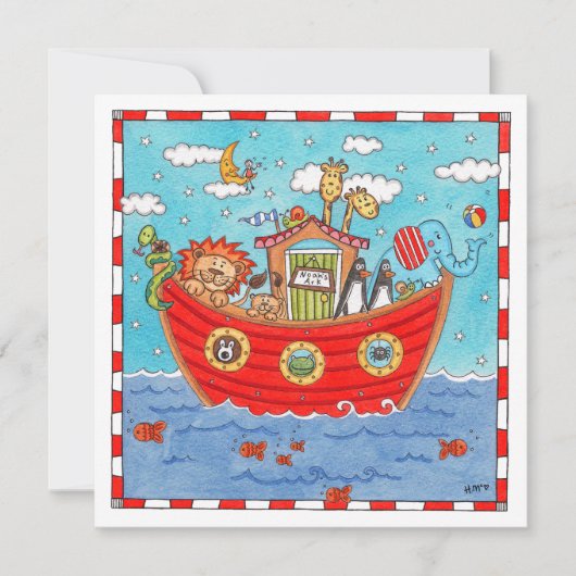 オリジナル ノアの箱舟 誕生日招待状 (正面)