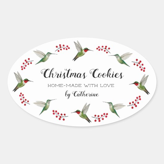 オリジナル ハチドリ 楕円形シール (正面)