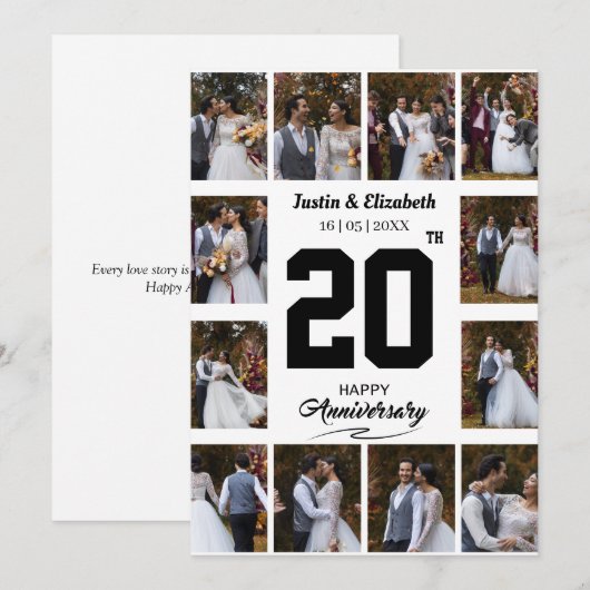 オリジナル ハッピーアニバーサリー 12枚の写真 コラージュ シーズンカード (正面/裏面)