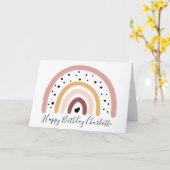 オリジナル ハッピーバースデー カード - レインボー ポルカドット (黄色い花)