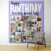 オリジナル ハッピーバースデー 30 枚の写真のコラージュ ライラック タペストリー (インサイチュ)