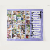 オリジナル ハッピーバースデー 30 枚の写真のコラージュ ラベンダー タペストリー (正面(横))