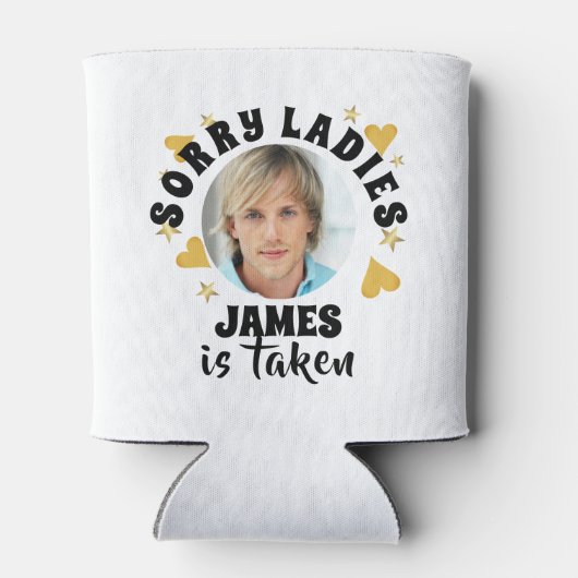 オリジナル ハッピー バチェロレッテ パーティー 花婿 顔 写真 缶クーラー (裏面)