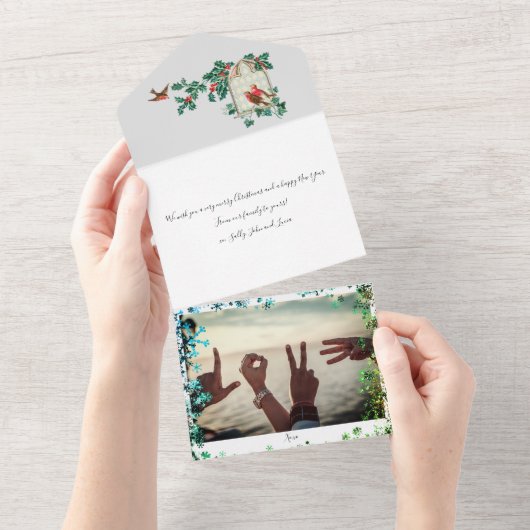 オリジナル ハッピー ホリデー シック ラスティック ヴィンテージ エフェメラ オールインワン招待状 (貼ってはがせる)