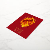 オリジナル ハッピー 2026 赤いホイルのグリーティングカード 箔シーズンポストカード (回転した状態)