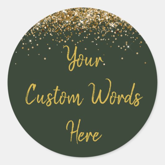 オリジナル ハンター グリーンとゴールドの誕生日パーティーのお土産 ラウンドシール (正面)