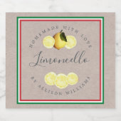 オリジナル ハンドメイド リモンチェッロ イタリア トリコロール フラッグ リキュールボトルラベル (シングルラベル)