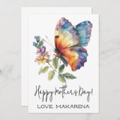 オリジナル バタフライ 母の日 カード, お母さんへのプレゼント 招待状 (正面/裏面)