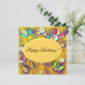 オリジナル バタフライ 誕生日 ご招待 招待状 (スタンド正面)