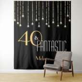 オリジナル バースデー ブラック ゴールド フォトブース 背景 タペストリー (インサイチュ)